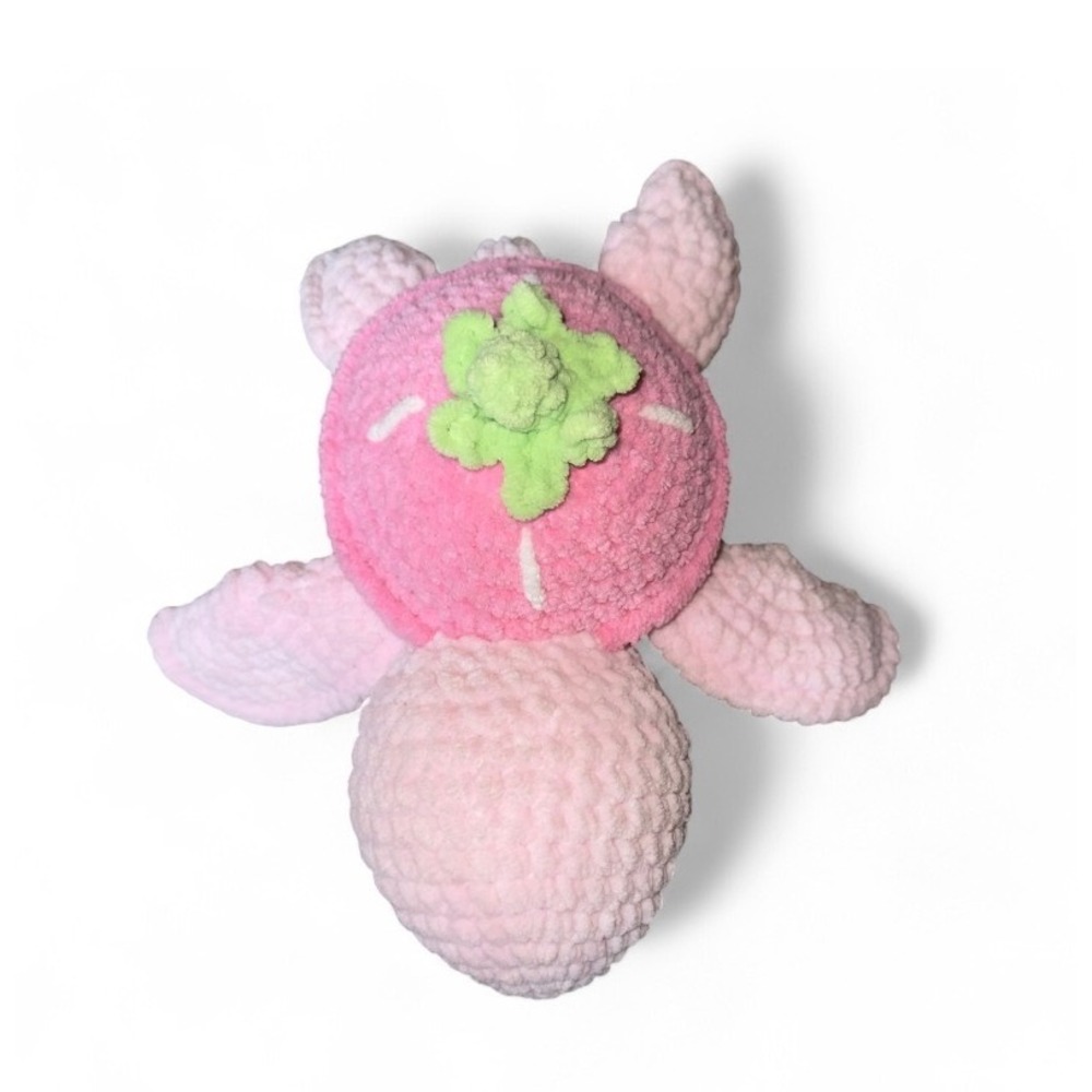 Handmade Crochet Strawberry Turtle Plush Toy Kids Gift Cute Amigurumi - Picture 2 of 4